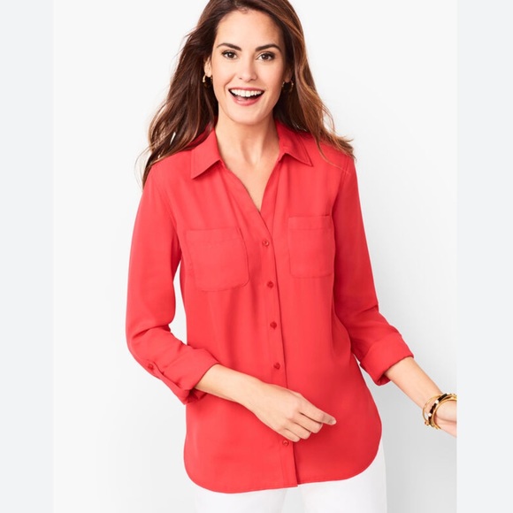 Talbots roll tab button down blouse - Picture 1 of 6